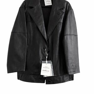 MARELLA Women's Classic Black Leather Jacket